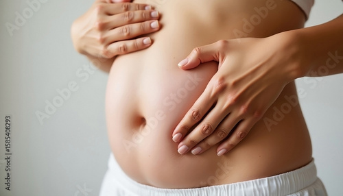 Wallpaper Mural Adipose tissue. Belly fat folds , Weight gain effects, Expectant mother embracing pregnancy joy gentle hands on belly Torontodigital.ca