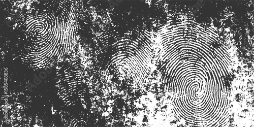 Detailed black and white fingerprint patterns on textured background vector