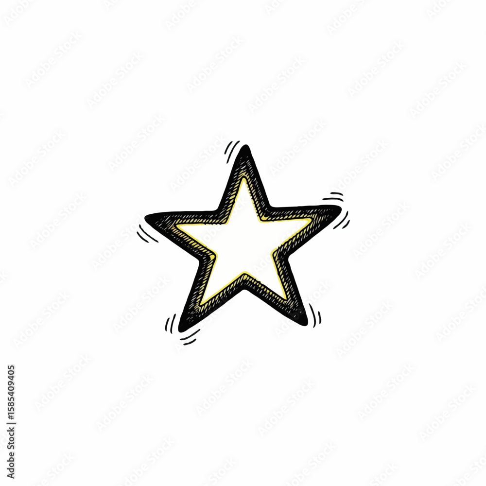 Obraz premium Stylized star with hand drawn effect and white background