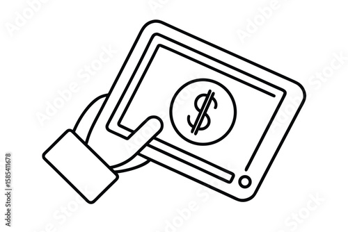 Touchscreen Hand With Dollar Symbol