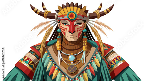 Arizona’s Yaqui ceremonial wear includes woven sashes, shell jewelry, and deer masks, ideal for a mystical, spiritual full-body vector artwork with traditional depth.