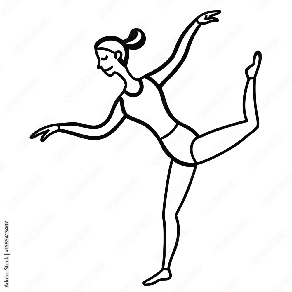 Fototapeta premium ballet-figure-mid-turn-on-one-foot--other-leg-ext.eps