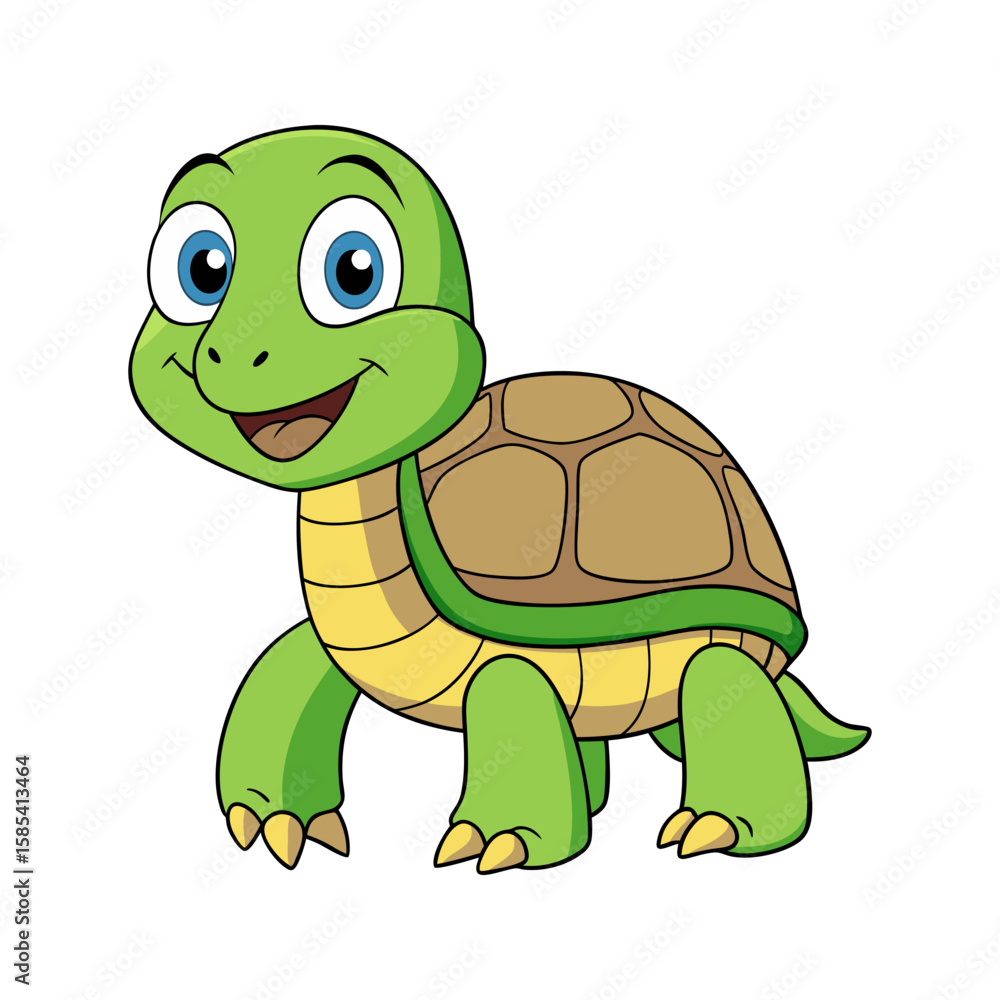 Fototapeta premium Adorable Baby Turtle Cartoon Illustration
