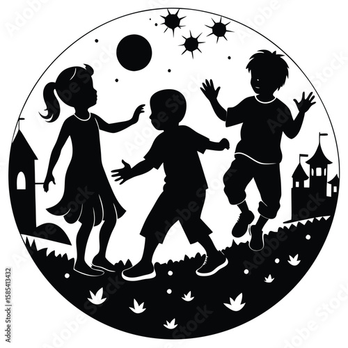 Captivating Silhouette of Children Frolicking in the Summer Sun
