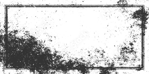 Distressed grunge rectangular frame with textured borders and scattered speckles vector