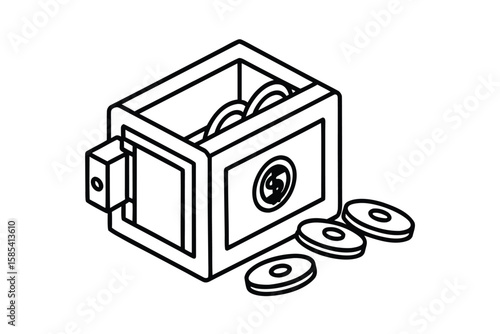 Safe Box With Coins And Cash