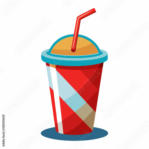 Red Cup with Straw.  A Refreshing Beverage