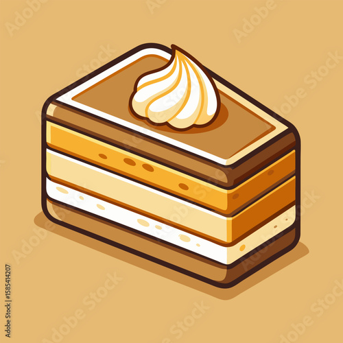 Delicious Layered Cake with Creamy Topping
