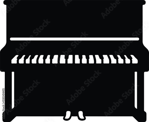 Silhouette grand piano musical instrument vector Illustrator