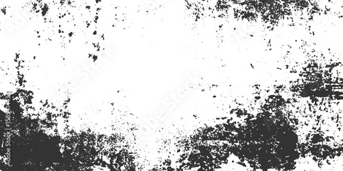 Grungy distressed texture with black splatters and smudges on white grunge