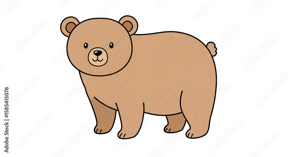 Obraz premium Illustration of a brown bear standing on a white background.