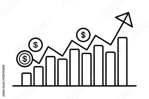 Investment Return Graph With Coins