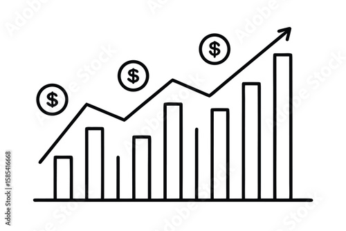 Investment Return Graph With Coins