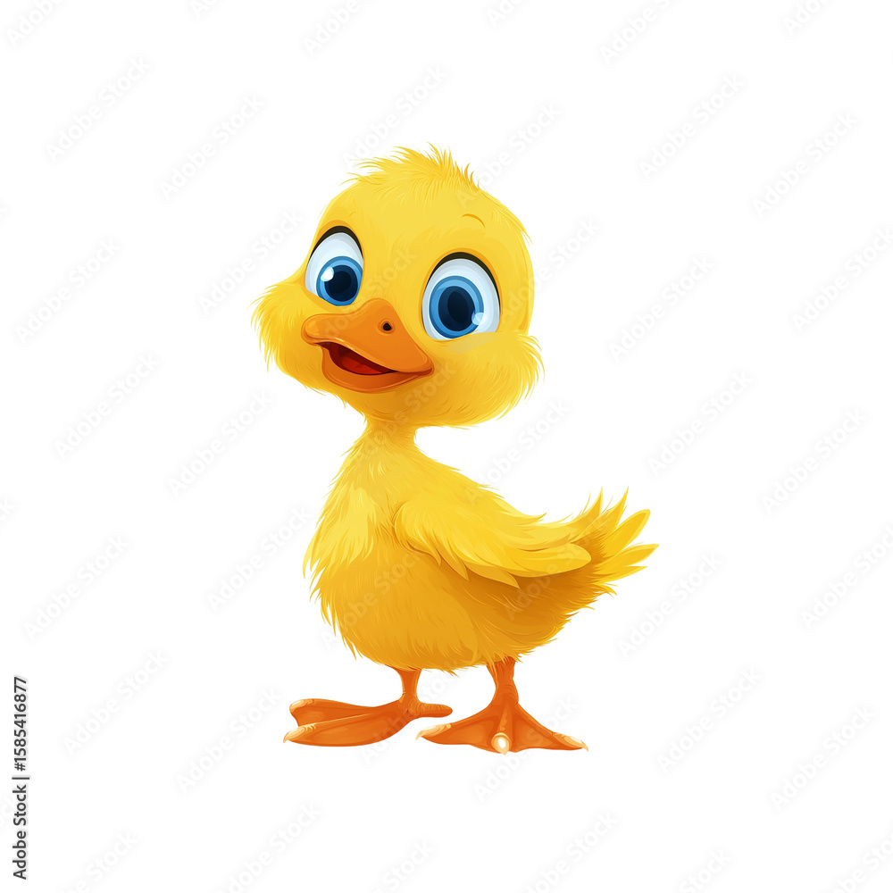 Adorable yellow duckling with big blue eyes cartoon Adorable yellow duckling with big blue eyes cartoon