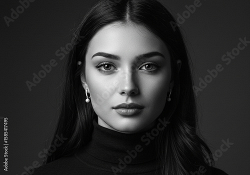 Beautiful Woman Black and White Portrait