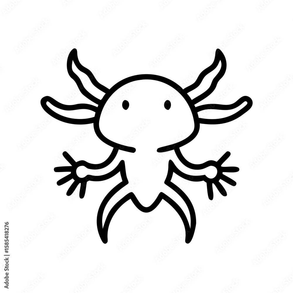 Fototapeta premium Cartoon axolotl character with outstretched arms and smile