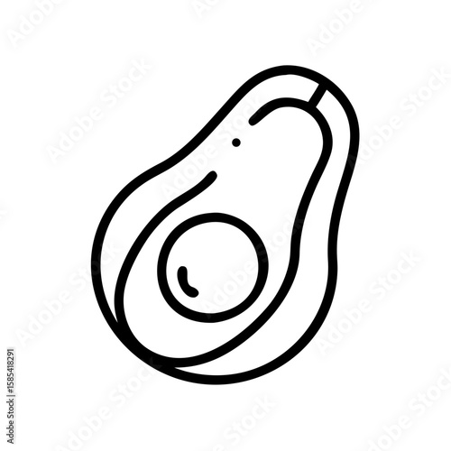 Simple line drawing of an avocado on a white background  
