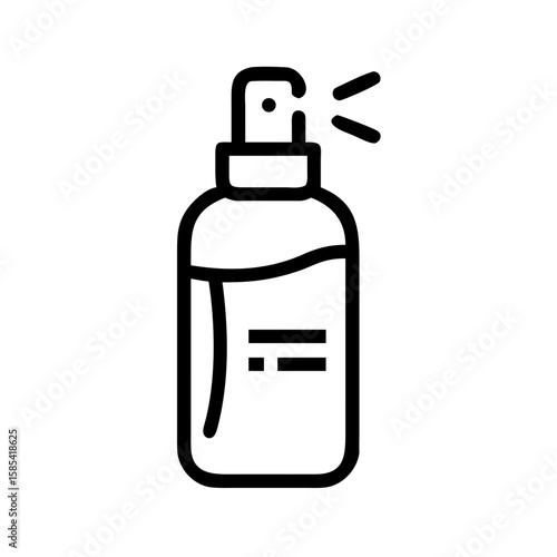 Aftershave bottle with spray nozzle in minimalist line art style  
