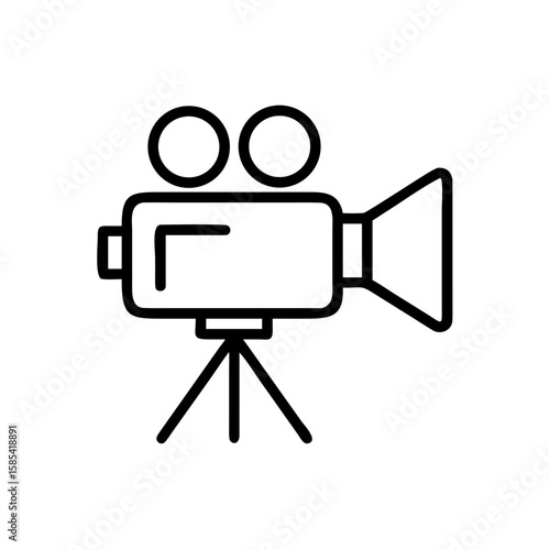 Vintage film camera with tripod isolated on white background  