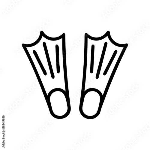 Diving fins in minimalist design on white background  