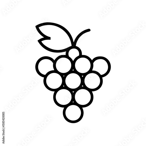 Grapes illustration in minimalist style with black outline  