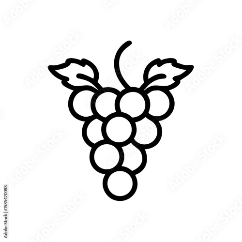 Grape bunch illustration with leaves in minimalist style  
