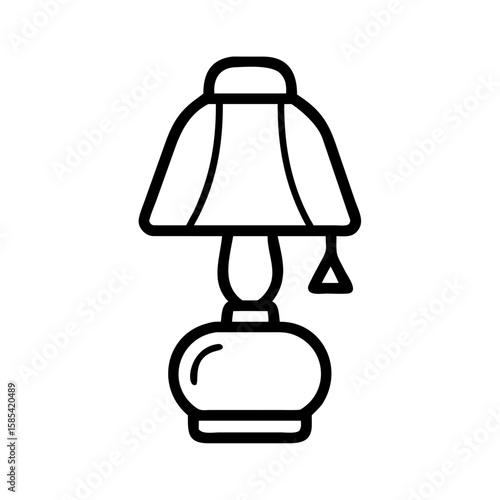 Simple line art lamp with a shade and decorative tassel  