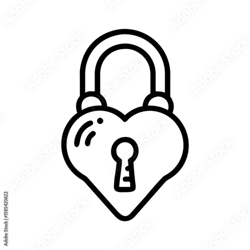 Heart-shaped padlock with keyhole in simple line art design  