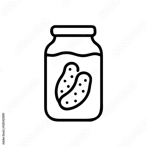 Jar of pickles with cucumbers in brine