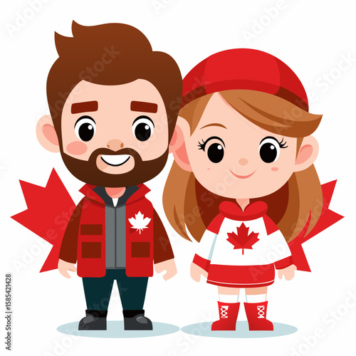 Adorable Canadian Couple in Festive Attire Celebrating Canada Day