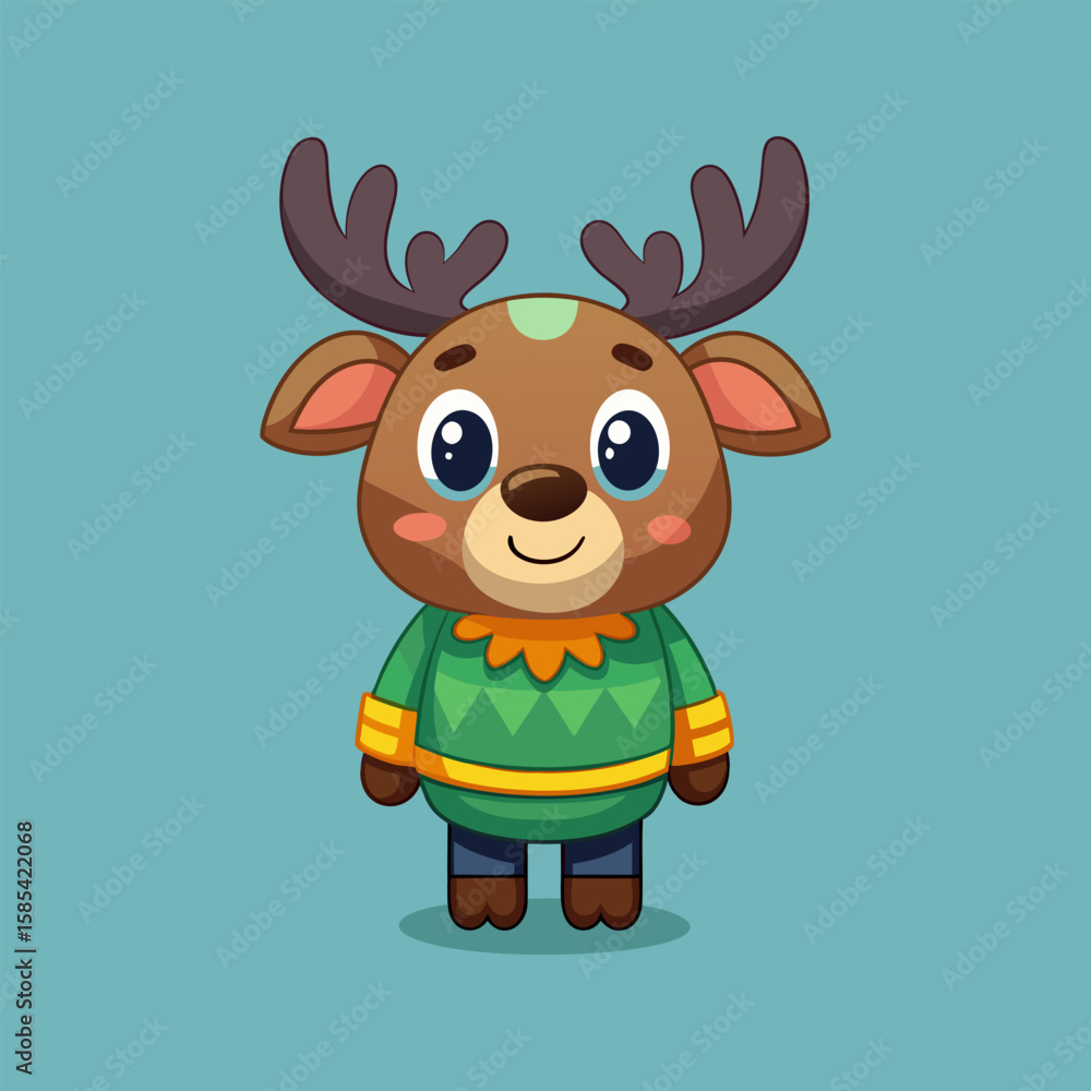 Fototapeta premium Adorable Reindeer Cartoon Character for Christmas