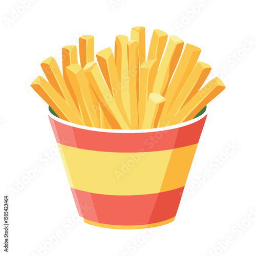 Crispy Golden French Fries in Fast Food Packaging