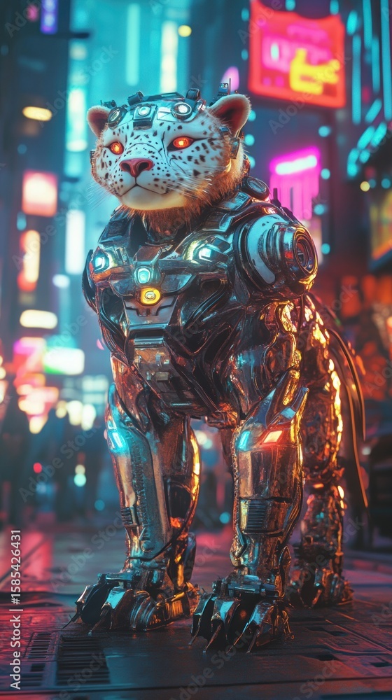 Fototapeta premium Cyberpunk cheetah in futuristic armor