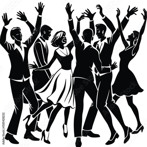 Silhouette of Happy People Dancing Joyfully in Isolation