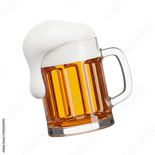 3d icon of a frothy mug of beer isolated on transparent background