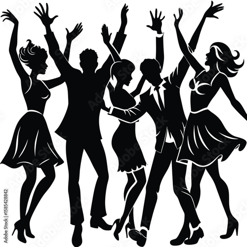 Energetic Silhouette Dancers Expressing Joy and Jubilance
