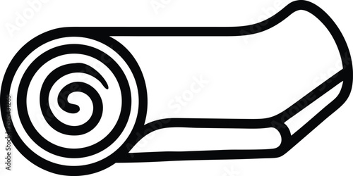 Black outline icon of rolled carpet or yoga mat illustration