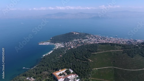 Istanbul Heybeliada, the Big Island aerial view. Istanbul aerial drone footage of the islands