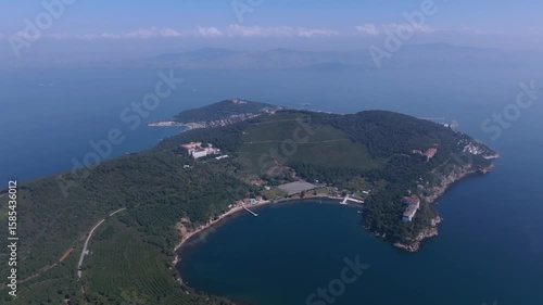 Istanbul Heybeliada, the Big Island aerial view. Istanbul aerial drone footage of the islands