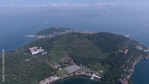 Istanbul Heybeliada, the Big Island aerial view. Istanbul aerial drone footage of the islands