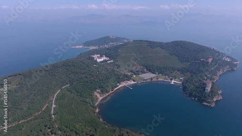 Istanbul Heybeliada, the Big Island aerial view. Istanbul aerial drone footage of the islands