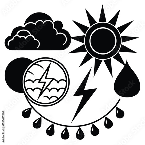 Comprehensive Vector Set of Weather Icons for Visualizing Meteorological Conditions