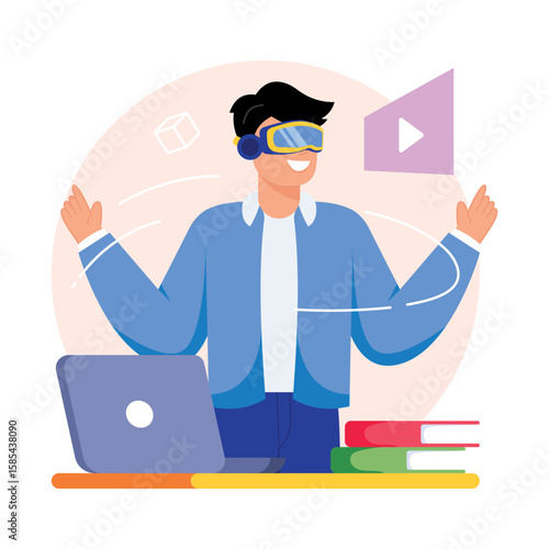 Vr Tech Concept Style illustrations. EPS 10 File  