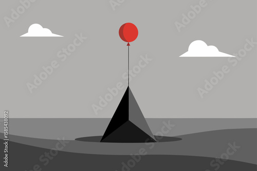 Triangle Shaped Balloon Tethered to the Concept of Hope