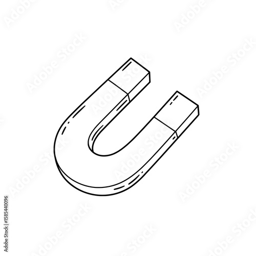 Minimalist line art of a u-shaped magnet on a bright white background