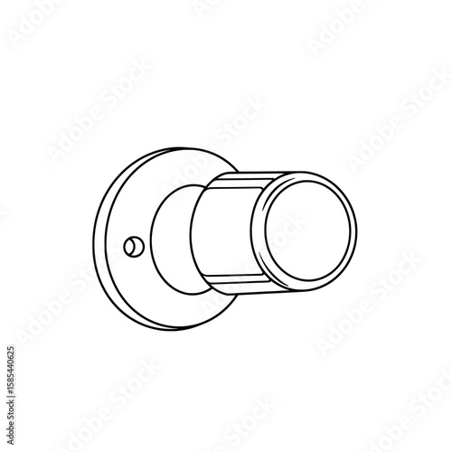 Black-and-white illustration shows a doorknob and its surrounding plate with a visible screw hole