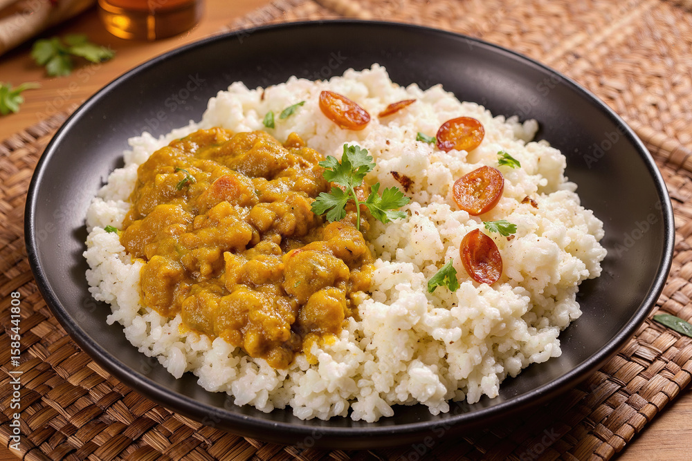 Savor a Wholesome & Flavorful Meal: Delicious Vegan Curry with Hearty Lentils and Cauliflower Rice, Expertly Garnished, a Nutritious and Refreshing Plant-Based Option for Lunch or Dinner.
Savor a Wholesome & Flavorful Meal: Delicious Vegan Curry with Hearty Lentils and Cauliflower Rice, Expertly Garnished, a Nutritious and Refreshing Plant-Based Option for Lunch or Dinner.