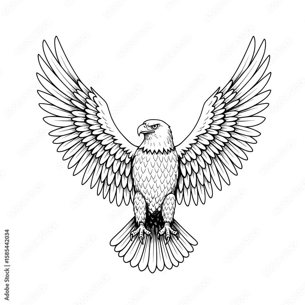 Obraz premium An eagle with outstretched wings, detailed feathers