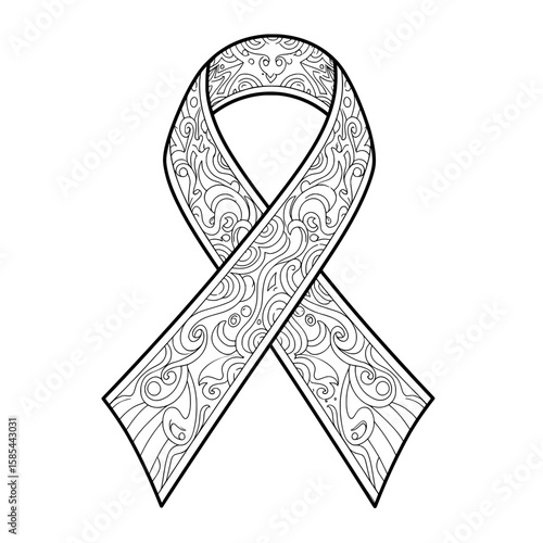 Awareness Ribbon Ribbon is filled with various intricate, swirling designs and lines