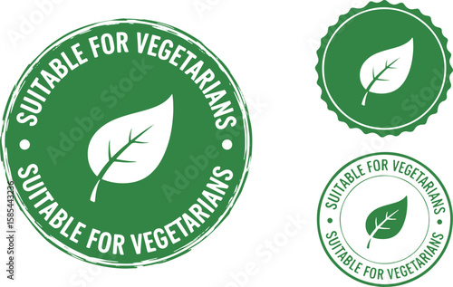 Green circular vegetarian emblem with leaf suitable, vegetarian, emblem, green, leaf, suitable, food, certification, symbol, dietary, label, vegan, organic, healthy, natural, product, stamp, badge, ci